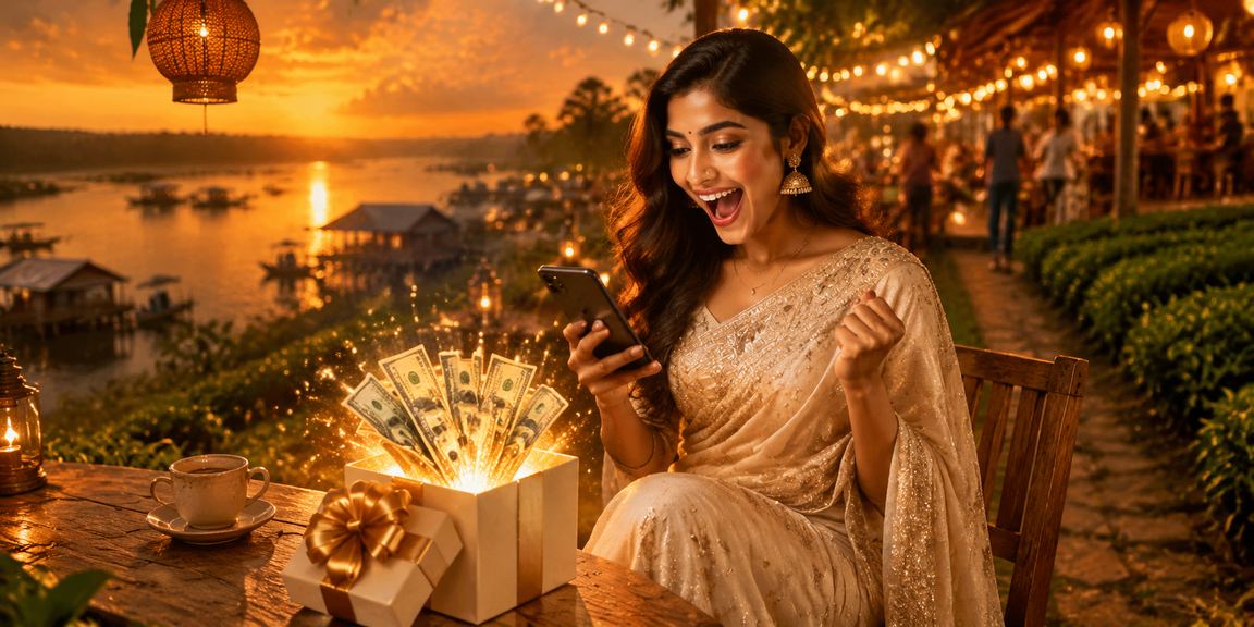 তাঙ্গুয়ার হাওরে মোবাইলে ক্যাসিনো উপভোগ করছেন শাড়ি পরিহিত নারী
